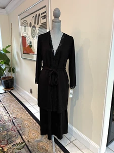 VERY SEXY JONES NY Robe and Gown Set in Black w/ Lace Sz L/XL- NWT - Picture 1 of 11