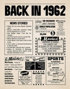 Year in History 1962 POSTER 24 X 18 Inches (Year You Were Born Gift) Very Nice! - Picture 1 of 2