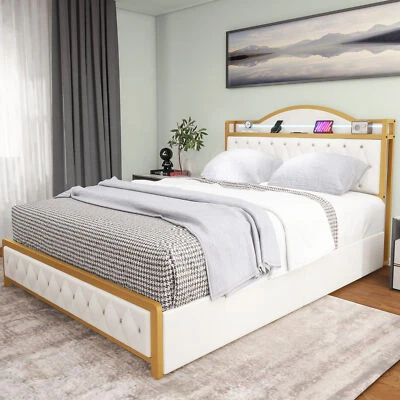 大号床架平台内饰带水晶纽扣簇绒床头板踏板 — 第 1/4 张图片