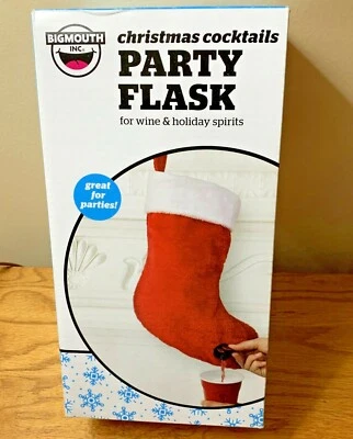 BIG Mouth Christmas Cocktails STOCKING PARTY FLASK BIGMOUTH  NEW - Image 1 of 4