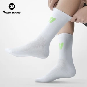 WEST BIKING Deportes Ciclismo Calcetines Transpirables Correr Calcetines Luminosos Blancos un Par - Imagen 1 de 17