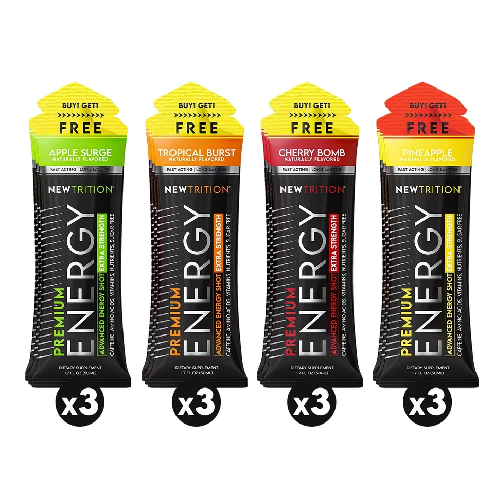 NewTrition Extra Strength Energy Shots - Variety2 - 12Ct Foto 1 de 4