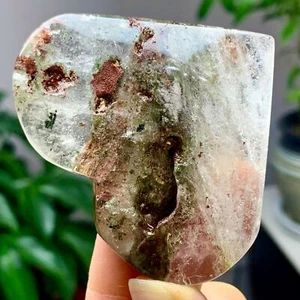 85G Natural Green Ghost Crystal Quartz heart-shaped Crystal Mineral Specimen - Picture 1 of 22
