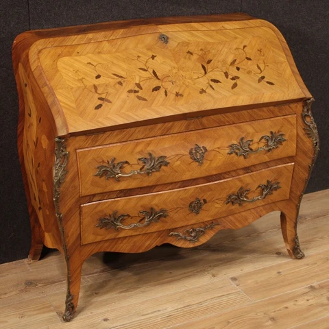 Bureau furniture desk secrétaire commode in inlaid wood antique style 900 Cover