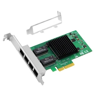 4 RJ45 Port PCI-E Gigabit Ethernet Card Adapter Accessories Low Profile Bracket - Picture 1 of 13