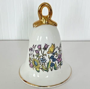 ENESCO Bell - Butterfly & Flowers - Gold Gilded Porcelain - Bone China - Taiwan - Picture 1 of 8
