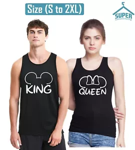 Couple Tank Top King Queen Mouse Ears TANK TOP Couple Tee Tank Cartoon King Quee - Picture 1 of 4