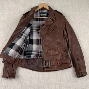 Chaqueta de moto de cuero marrón Schott Perfecto 626VN para hombre mediana hecha en EE. UU. - Imagen 1 de 22