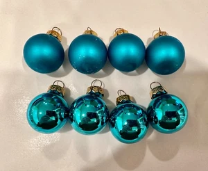 SET 8 BLUE GLASS FEATHER CHRISTMAS TREE  ORNAMENTS - Bild 1 von 3