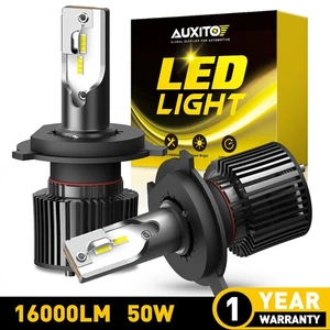 AUXITO LED Headlight Bulb High Low Beam 6000K 50W 15000LM H4 9003 Super White X1 - Picture 1 of 12