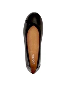 VIONIC Caroll Ballet Zapatos Planos Cuero Negro Sin Cordones Cómodos Para Mujer 7 Usado en Excelente Condición - Imagen 1 de 9
