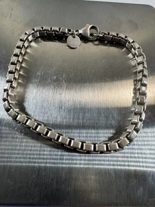 Bracciale Tiffany & Co. Argento Sterling Scatola Veneziana Link Catena 7,5" 16,1 Grammi - Foto 1 di 9