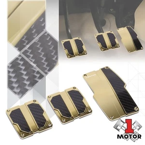 NRG Aluminum Gold Carbon Fiber Clamp On Car Pedal Gas Pedal Break Pedal Covers - Picture 1 of 9