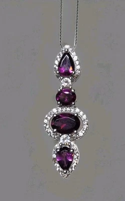 Large Natural Rhodolite Garnet & Topaz 925 Silver Pendant W 18in Chain 1869 - Image 1 of 4