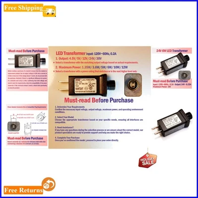 - Перечисленный водонепроницаемый адаптер питания 24 В для светодиодных и елочных гирлянд - Изображение 1 из 4