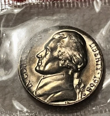 1968-D Jefferson Nickel  BRILLIANT COIN MINT/UNC SEALED IN CELLO - Image 1 of 4