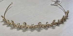 David's Braut Gold Diadem Kristall Tulpe Blumen Strass zart neu mit Etikett - Bild 1 von 7