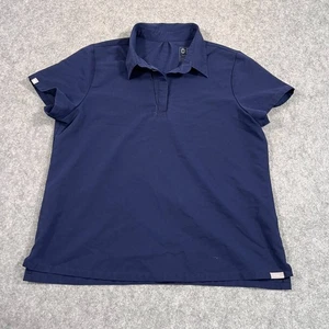Figs Navy Blue Nala Short Sleeve Polo Collared Scrub Shirt Women's Size Medium - Picture 1 of 6