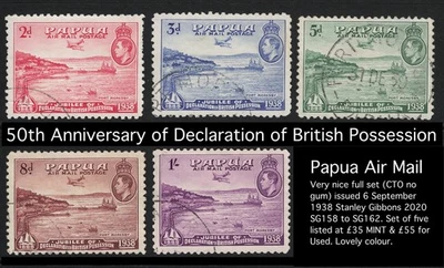 NUEVA GUINEA: CORREO AÉREO "ANIVERSARIO POSESIÓN BRITÁNICA" 1938 2022 SG158-162: 55€  Foto 1 de 4