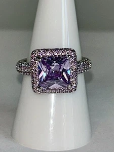 Size 8 MAGICALLY PERFECT Lavender Topaz CZ Ring on RHODIUM Bomb Party NEW! - Picture 1 of 4