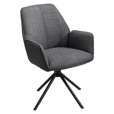Esszimmerstuhl Küchenstuhl Polsterstuhl Stuhl Metall Webstoff Anthrazit drehbar - Bild 1 von 4