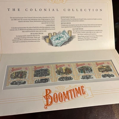 1990 Australian Boom Time History MNH Se-Tenant Strip Set of 5x 41c Stamp issues - Image 1 of 2