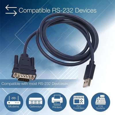Usb To Rs232 Converter 1.1 2.0 3.0 Type A To Db9 9-Pin Male Serial - Image 1 of 4