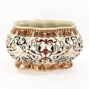 Amita Porcelain Planter Ivory Gold Rust Tan 8" x 5" Vintage No Chips - Picture 1 of 9