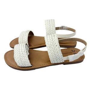 Isaac Mizrahi Live Rosalyn Womens Size 7.5M White Woven Sandals Summer Beach - Picture 1 of 6