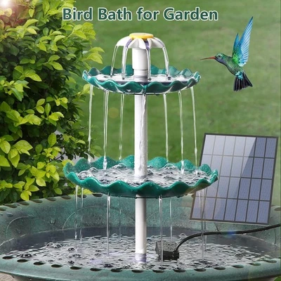 Baño para Pájaros de 3 Niveles con Bomba Solar de 3.5W Fuente Solar Bomba de Agua para Jardín TY Foto 1 de 4