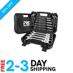 Langlebiges 14-teiliges metrisches Schraubenschlüssel-Set mit 180 ° Flex-Kopf-Design für enge Räume - Bild 1 von 9