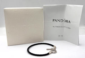 LIKE NEW PANDORA MOMENTS BRAIDED LEATHER T-BAR BRACELET 17.5cm Box & Receipt - Picture 1 of 4