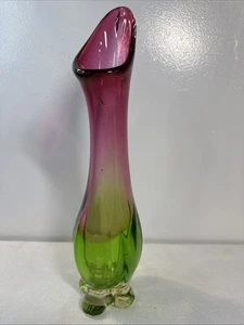 Vintage Vase Bohemian Chribska Czech rosa und grün Elefant Fuß 15" - Bild 1 von 9