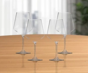 Set of Four Clear Tritan Plastic Stemmed All Purpose Wine Glasses - Picture 1 of 8