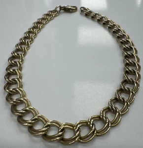Bracciale doppio anello oro giallo 9 kt 375 completamente marcato 7,5" 6mm - Foto 1 di 19