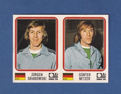 1974 Panini Copa do Mundo FIFA painel de 2 cartas #97/99 J. Grabowski / Günter Netzer BRD - Imagem 1 de 2
