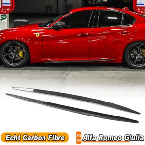 Für Alfa Romeo Giulia Paar Carbon Seitenschweller Ansätze Side Skirts Diffusor - Afbeelding 1 van 11