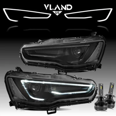 VLAND For 08-19 Mitsubishi Lancer /CJ CF Evo X LED Projector Headlights+LED Bulb - image 1 of 4