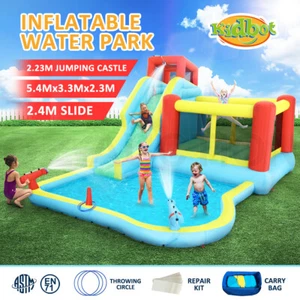 Inflatable Water Park Kids Water Slide Cannon Climb Jumping Bouncer Castle Toy - Picture 1 of 12