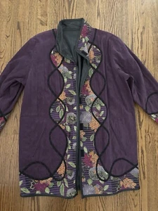 Vintage KOOS OF COURSE Jacket Coat Faux Leather Quilted Reversible Purple Sz 1X - Picture 1 of 5