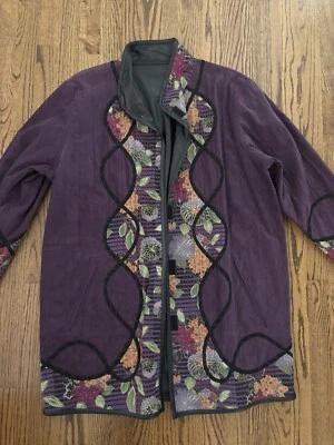 Vintage KOOS OF COURSE Jacket Coat Faux Leather Quilted Reversible Purple Sz 1X - Image 1 of 4
