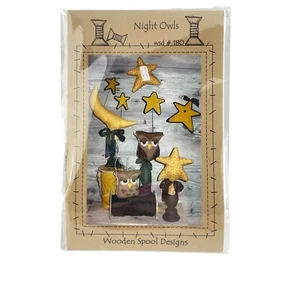 Wooden Spools Design Night Owls WSD180 Stars Moon Birds Soft Sculpture Craft - Picture 1 of 4