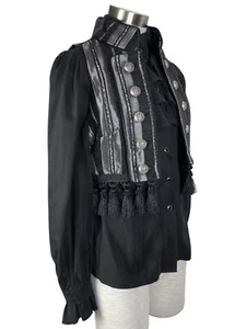 SHRINE VINTAGE GOTHIC COSTUME GYPSY SILVER STRIPE MATADOR TOREADOR VEST - Picture 1 of 8