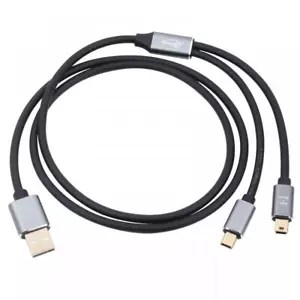 USB 2.0 A Male to Dual 2 x Mini B 5-pin Male Data Sync Charge Y Splitter Cable 1 - Picture 1 of 6