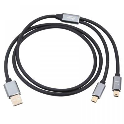 USB 2.0 A Male to Dual 2 x Mini B 5-pin Male Data Sync Charge Y Splitter Cable 1 - Image 1 of 4