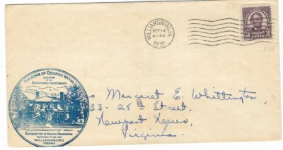 Usa: 1932; Cover in Williamsburg headquarters of general Washington, EBN121 - Image 1 of 2