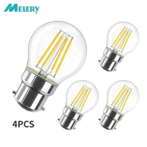 4 PCS B22 LED Filament Bulbs 4W Incandescent Bayonet Lamp G45 2700K Warm White - Picture 1 of 16