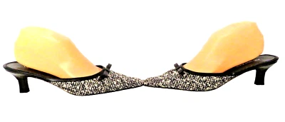 Zapatos de salón ANNE KLEIN talla 9M blancos negros de cuero tweed tacones mules zapatos deslizables nuevos Foto 1 de 4