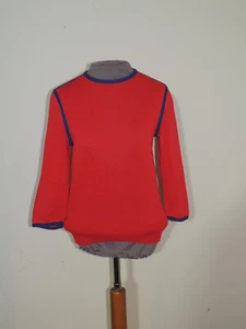 John Schwartz Vintage Red / Navy Knit Top SM  - Picture 1 of 4