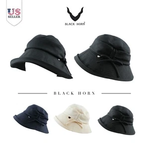 BLACK HORN Ladies Packable Women's Wide Brim Sun Bucket Hat-Renne - Picture 1 of 13